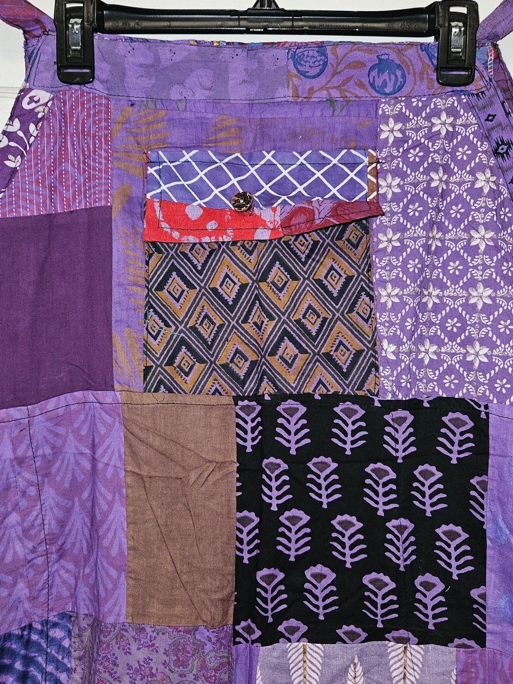 Boho Purple Patchwork Apron Jumpsuit - Picture 4 of 10